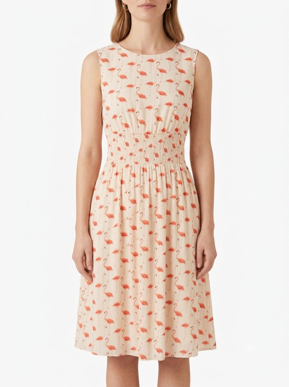 Kate Spade New York A-Line Dress Women's xs Pink Flamingo Blaire Silk Smocked